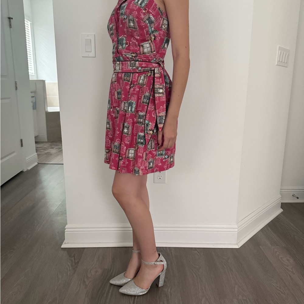 Vibrant Pink Patterned Midi Dress